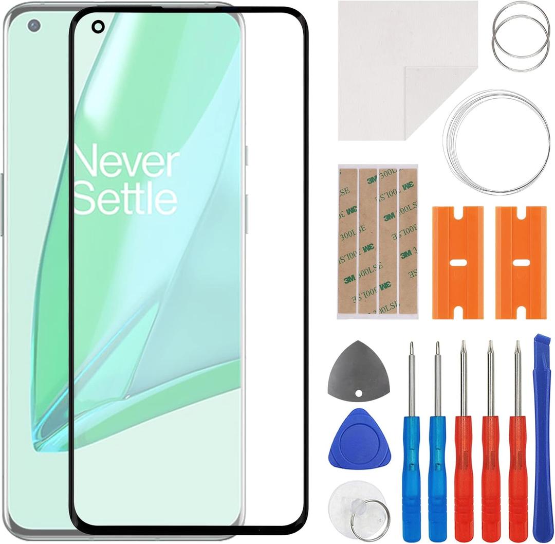 Front LED Glass Lens Replacement Compatible with OnePlus 9 Pro LE2121, LE2125, LE2123, LE2120 (No LCD Screen and Touch Digitizer) with Repair Kit