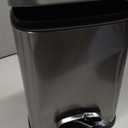 Amazon Basics MINI Trash Can, 1.32 Gallon (5L) Smudge Resistant Rectangular Bin with Soft-Close Lid, Step Foot Pedal, Removable Inner Bucket, Brushed Stainless Steel, for Bathroom, Satin Nickel Finish