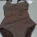 B2prity Women's Mesh One Piece Swimsuit Tummy Control Sexy Bathing Suit Push Up Swim Suit Slimming Swimwear (Brown, M)