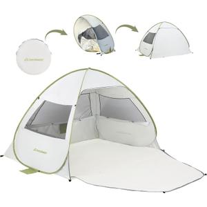 EchoSmile Pop Up Tent for 4 Person Family, Beach Tent Sun Shelter with UPF 50+ UV Protection & Waterproof, Lightweight & Easy Automatic Setup Portable Cabana for Outdoor Travel (Green)