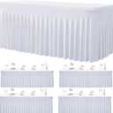 4 Pack White Spandex Tablecloths for 6 Foot Rectangle Tables, Wrinkle Free Stretchy Table Cloths 6ft Fitted Table Cover DeskSkirt for Weddings Birthday Party Banquet Baby Shower