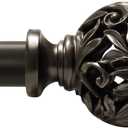 Bronze Curtain Rods 18 to 64 inches (1.5-5.33 ft), 1 Inch Diameter Adjustable Heavy Duty Decorative Curtain Rods with Decorative Openwork Carved finials for Living Room Bedroom Windows