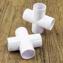 2PCS 3/4 Inch SCH40 4 Way Cross PVC Connector Elbow Pipe Fitting Coupling White Socket x Socket for Furniture DIY