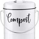 DAYYET Compost Bin Kitchen, 1.3 Gallon Farmhouse Kitchen Compost Bin Countertop, Indoor Countertop Compost Bucket with Lid and Charcoal Filters, White