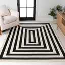 JONATHAN Y Bandol Mitre Stripe Black/Ivory Indoor Area Rug, 5x8, Modern, Classic, Geometric, Easy-Cleaning for Living Room, Bedroom, Kitchen, Pet Friendly, Non-Shedding (MOH211F-5)