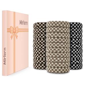 30-Piece Seamless Pattern Hair Ties for Women & Girls, No Damage Hair Bands Ponytail Holders for Thin Thick Hair, Soft Rubber Bands Elastic Hair Accessories (Checkered Pattern)