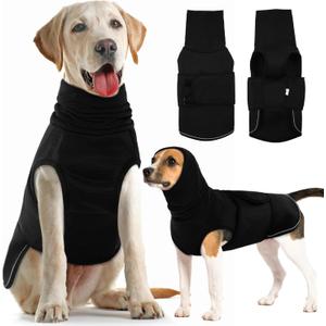 IDOMIK Dog Anxiety Calming Hoodie,Breathable Dog Anxiety Jacket Vest Coat for Thunderstorms,Fireworks,Vet Visits,Separation,Adjustable Pet Hoodies for Noise Block&Ear Protection Recovery,Black,S (S(Chest Girth:15.7"-18.9"))
