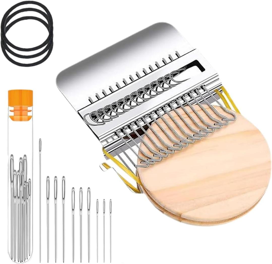 Knit Patch Looms Kit, Looms Knitting Kit for Beginners, Small Mini Darning Looms Wooden Patchwork Weaving Tool Set for Quickly Sewing Repair, Sewing Craft Supplies