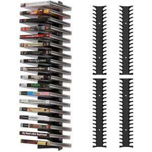 4 Pack Video Game Storage Wall Mount Game Case Holder, Holds Up to 72 Disc Boxes, Metal Wall Mounted Media Storage Shelves for PS, DVD, Xbox Game Organizer
