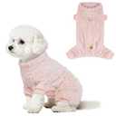 Topbuti Plush Dog Pajamas for Small Dogs Cats, Dog Sweater with Leash Ring Ultra Soft Warm Pet Clothes Puppy Onesie Outfits Doggy Pjs Jumpsuit for Winter Christmas (Pink, X-Large)