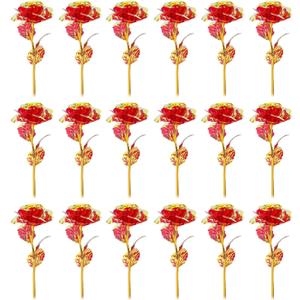20PCS Artificial Colorful Flowers Galaxy Rose Crystal Flower Glass Rose Gifts for Wedding, Mother' s Day Memorable Days, Red