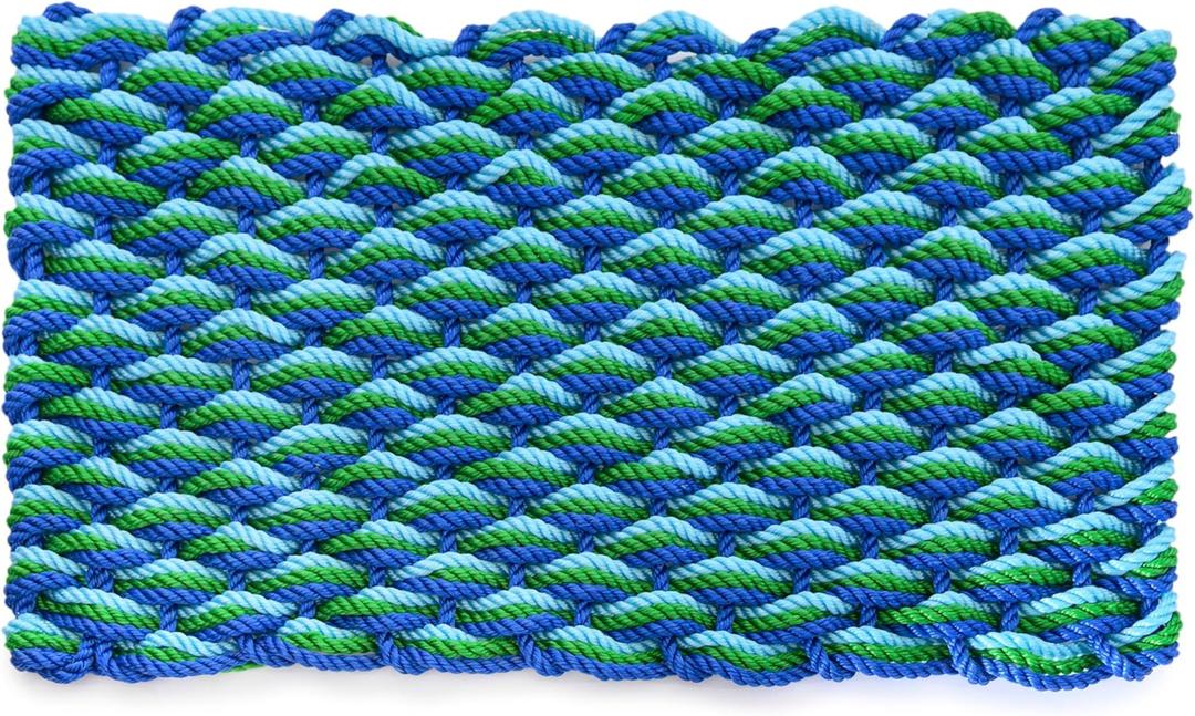 MAINEVENT Lobster Rope Mat Seafoam 30x17 Inch, USA-Designed Lobster Rope Door Mat Outdoor, All-Weather Nautical Door Mat, Non-Fade Lobster Doormat, Front Door Welcome Mat
