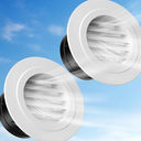 6 Inch Soffit Vents, 2-Pack ABS Louvered Vent Covers with Fly Screen Mesh, Round Exterior Grille for Attic & Roof Ventilation, Fits 5.78" to 7" Opening