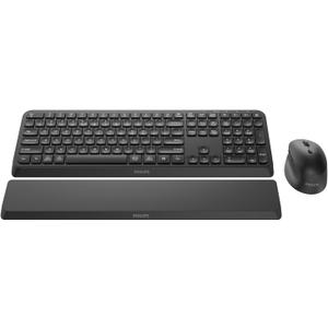 PHILIPS Bluetooth Keyboard and Mouse Combo - Bluetooth 2.4Ghz Wireless Keyboard and Mouse,Ergonomic Design with Palm Rest,3-Device Connectivity, 5 DPI Mouse, Long Battery for Office & Home -Black