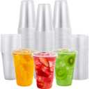 FOCUSLINE 200 PACK 16oz Clear Plastic Cups with Lids, Disposable Cold Drinking Cups, 16 Ounce Large Clear Cup with Flat Lids with Holes for Smoothie, Milkshake, Bubble Tea, Parfait