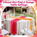 12 Pcs Hot Pink and Orange Satin Table Runner Summer Party Decorations 108" Long Table Party Supply for Wedding Bachelorette Graduation Bridal Sunset Decor