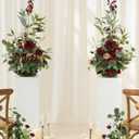 Ling's moment 41inch Tall Standing Artificial Flowers 2pcs, Marsala & Blush