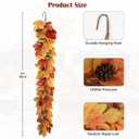 Hollyone 6FT Fall Garland for Mantle Fall Leaves Garland Wreath Loquat Leaf Hanging Vine Garlands Artificial Foliage Pine Cones Garlands for Outdoor Indoor Autumn Home Decor Wedding Party Decoration