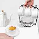 Tea Cups Holder,Black Metal Coffee Cup Tea Cups Rack,Foldable Organizer for Coffee Cup Spoon and Saucers