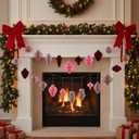 24 Pcs Christmas Mini Paper Honeycomb Ornaments with DIY Garland String 3D Honeycomb Hanging Christmas Decorations Neutral Ornaments for Xmas Tree Home Decor Farmhouse Party Birthday Holiday