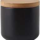 jessie Ceramic Storage Containers with Airtight Seal Bamboo Lids Kitchen Canisters for Tea Spice Seasoning Sugar Coffee (Black, 260ml/9 oz)