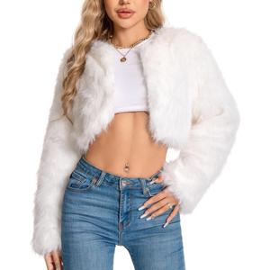 Fur Coats For Women,Plus Size Cropped Faux Fuzzy Jacket Fluffy Fall Coat. (Small, White)