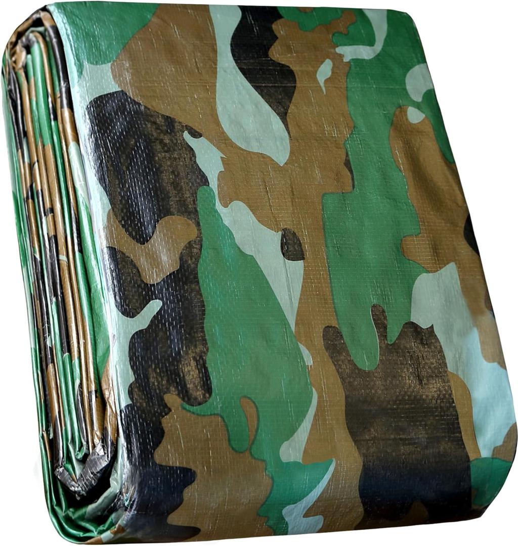 STARPYNG-7 Mil Camouflage 6x8 Feet Tarp-Multifunctional Camo Waterproof Tarpaulin-Waterproof, UV Resistant, Rip and Tear Resistant, Poly Tarpaulin with Reinforced Edges for Cover
