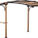 Sunjoy Outdoor Pergola 8.5 x 13 ft. Steel Arched Pergola with Tan Weather-Resistant Fabric Canopy for Patio, Backyard, Garden Activities