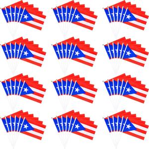 100 Pcs Puerto Rico Flags on Stick - 5x8 Inch Mini Handheld Puerto Rican Stick Flags Bulk - Boricua Parade, Baseball Classic Sports Event & Spring Break Party Decorations Supplies