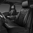 for Ford F150 Leather Seat Covers, SuperCrew XL XLT 2015-2020, F250 F350 F450 Super Duty Crew Cab 2017-2022, Custom Truck Seat Cover Full Set, Pickup Accessories, Black (Bucket Seat)