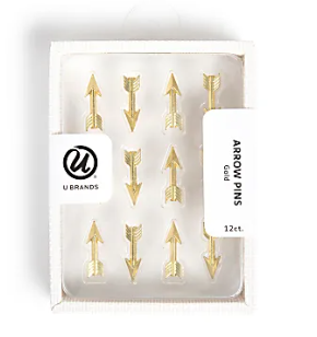 U Brands® Arrow Push Pins, Gold, Set Of 12 Pins Pack Of 2