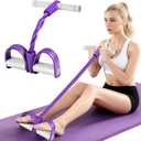 8-Tubes Pedal Resistance Band with Handle, Multifunction Exercise Rope for Working Out, Foot Pedal Resistance Band for Abdomen, Waist, Arm, Leg, Pink (Purple-)