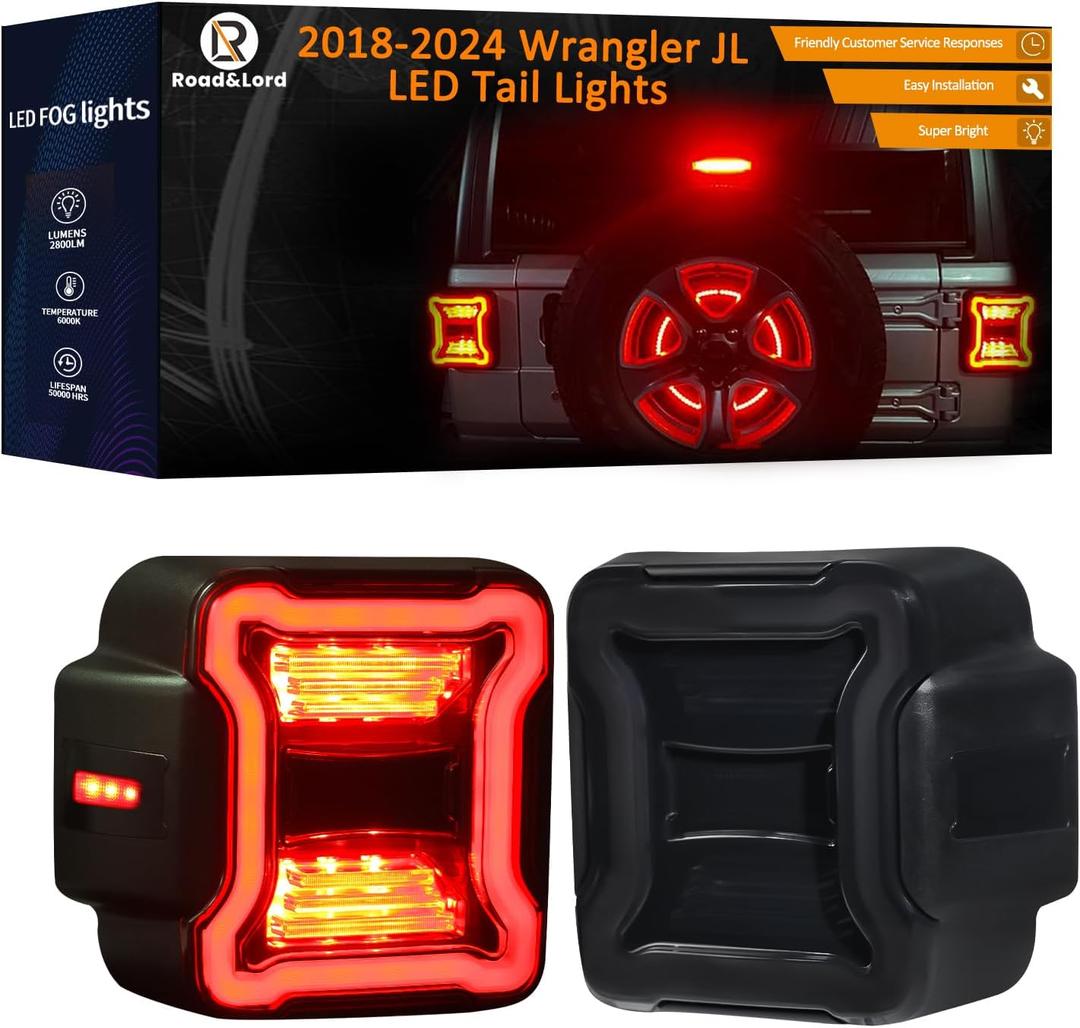 Wrangler JL Tail light, Wrangler JL Tail Light Compatible with Jeep Wrangler JL 2018-2024, Brake Light Reverse Light Turn Signal Lamp Daytime Running Lamps DRL Side Marker Light Assembly