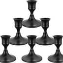 6PCS Black Taper Candle Holders, Vintage Metal Candlestick Holders for Dinner Room Table Centerpiece or Mantel Wedding Party Decor (Set of 6)