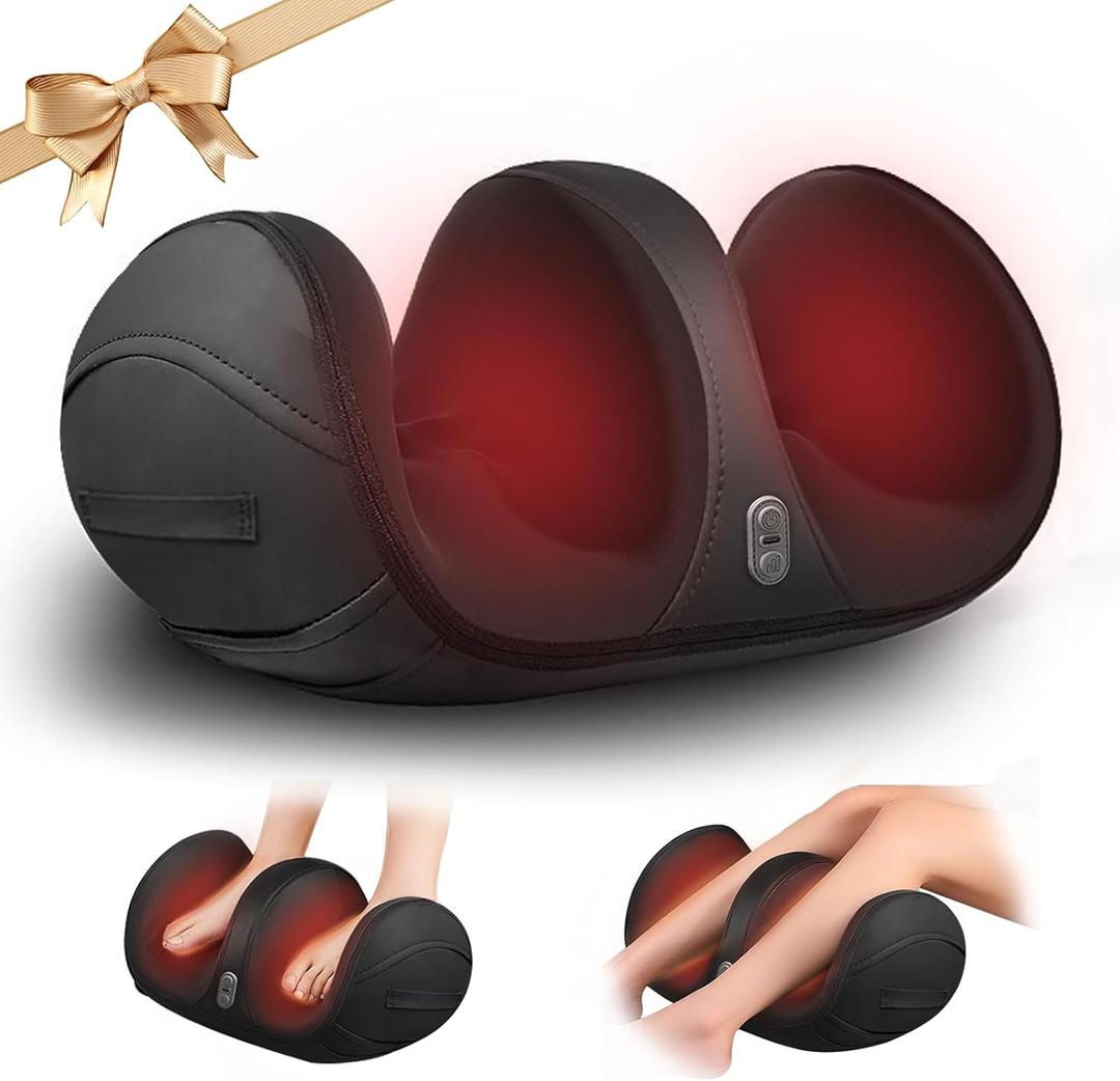 Foot Massager with Heat,Gifts for Mom Women,Deep Tissue Feet & Calf Massager,Birthday Gifts for Women Mom Men Dad Her Him (Black)