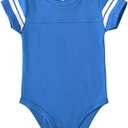 ROMPERINBOX Baby Football Jersey Onsies Raglan Bodysuit Customized Newborn Unisex Romper with Contrasting Sleeve Stripes 0-3 m