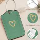 Voidborne Personalized Initial Luggage Tags for Suitcases,2 PCS Elegant PU Leather Name Tag with Privacy Cover ID Label with Address Card,Women Men Travel Bag Backpack Tags,Cute Heart,Green