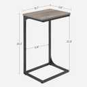 VASAGLE C-Shaped End Table, Side Table for Sofa, Couch Table with Metal Frame, Small TV Tray Table for Living Room, Bedroom, Greige and Black ULET353B02, 11.8 x 15.7 x 26.3 Inches