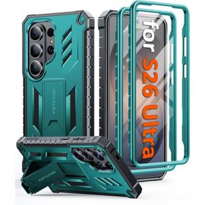 FNTCASE for Samsung Galaxy S26-Ultra Case: [Built-in Screen Protector & Kickstand] [2 Front Frames] [Military-Grade Drop Protection] Heavy Duty Shockproof Rugged TPU Case Full Body Protective Green