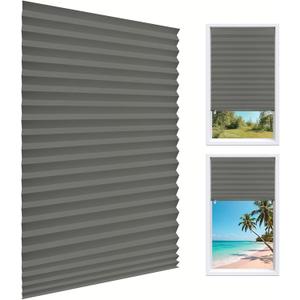 Temporary Light Filtering Paper Shades for Windows Pleated Blinds with Adhesive,No Tools No Drilling Free Cut Size Temporary Room Darkening Shades CurtainType Rectangular Semi Blackout Grey, 35"W x 59"H_6PCS