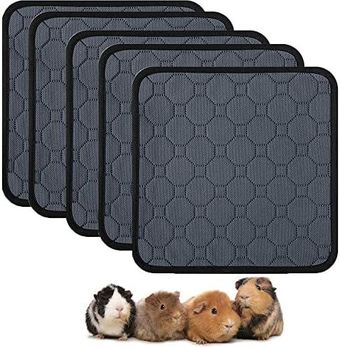 Guinea Pig Cage Liners - Washable Guinea Pig Pee Pads, Waterproof Reusable & Anti Slip Guinea Pig Bedding Fast and Super Absorbent Pee Pad for Small Animals Rabbit Hamster Rat (12" 12"(5 pcs)