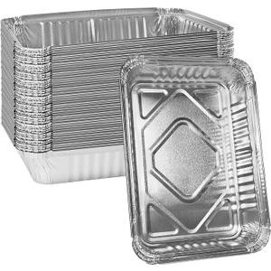 7"x5" Premium Aluminum Pans 50-Pack for Disposable Aluminum Foil Pans - Great for Baking, Cooking, Storage, and Freezing