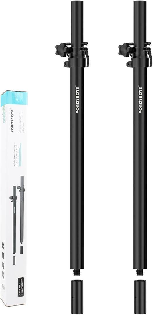 Vondynote Set of 2 Speaker Pole for Subwoofer Height Adjustable Fits M20 Threaded Mount and 35mm Mount Speaker Extender with M20 to 35mm Adapters