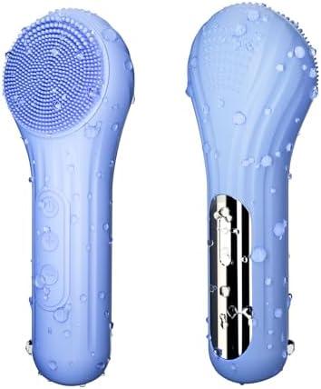 5 Modes Silicone Face Scrubber, Waterproof Face Scrubber Exfoliator for Men & Women, Rechargeable Electric Facial Cleansing Brush for Deep Cleansing, Exfoliating, Massage (Blue)