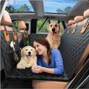 Hard Bottom Back Seat Extender for Dogs, Odorless Materials Dog Car Seat Cover Holds 300lbs with 2 PCS Retractable Dog Seat Belt and 2 PCS Pet Collapsible Bowls, for Car SUV Truck