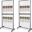 Grid Wall Panels, 2 Packs 3'x 6' Grid wall Panels Stand with T-Base, Black Wire Gridwall Display Rack, Craft Show Display Rack, Art Gridwall Display Stand