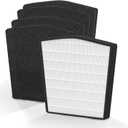 Replacement Filter LP-HF550P Compatible with Live-Pure Bali Series LP550TH LP550THP Air Cleaner Purifier Filtration, 1 Pack HEPA Filter + 4 Pack Carbon Filter