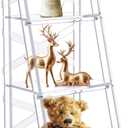 Beeveer 3 Tier Acrylic Ladder Bookcase Clear Ladder Bookshelf Multipurpose Leaning Book Shelf 35 x 12 x 15 Inches Organizer Display Ladder Bookcase for Living Room Office Bedroom Bathroom
