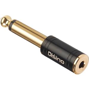 1/4" Mono to 1/8" Stereo Adapter, New Upgrade Gold-Plated 6.35mm TS Male Jack to 3.5mm TRS Female Stereo Adapter for Headphone, Amp Adapte, Black - 1 Pack