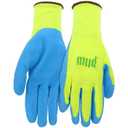 MUD Super Grip Latex Coated Palm Garden Work Gloves, Water Resistant, Polyester Knit Shell, Elastic Knit Wrist, Lime Green/Blue, Small (SM7187G/S)